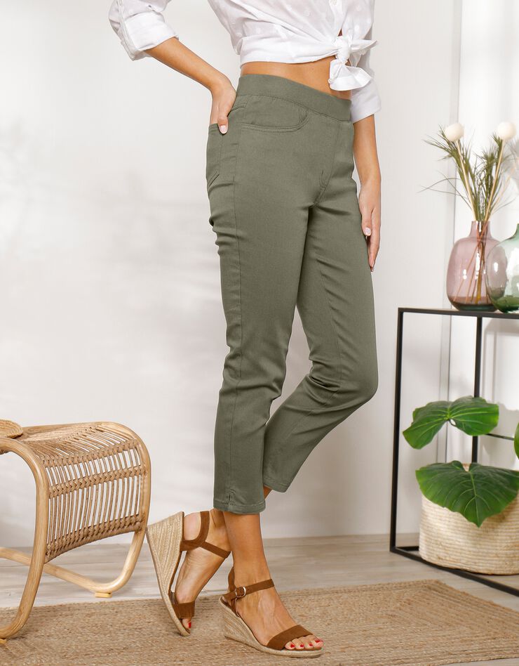 Pantacourt toile taille élastiquée (kaki) Pantacourt toile taille élastiquée (kaki)