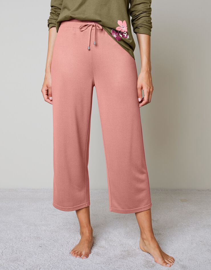 Pantacourt pyjama large et fluide (bois de rose) Pantacourt pyjama large et fluide (bois de rose)