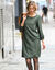 Robe droite manches 7/8ème unie (kaki)