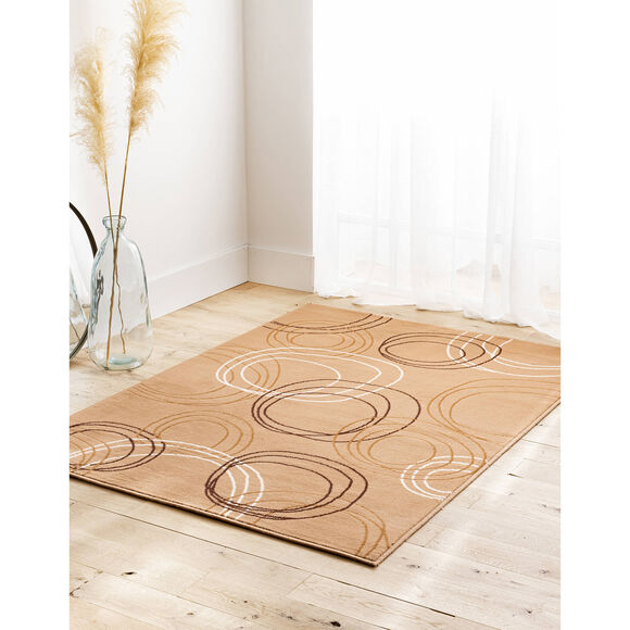 Tapis motifs cercles (beige)