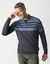 Pull rayé col montant zippé (marine / bleu)