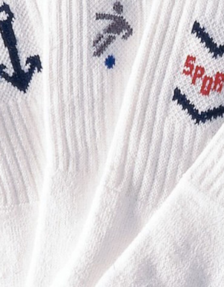 Mi-chaussettes motifs sport - lot de 10 paires (blanc)