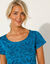 T-shirt fluide imprimé végétal (bleu pétrole)