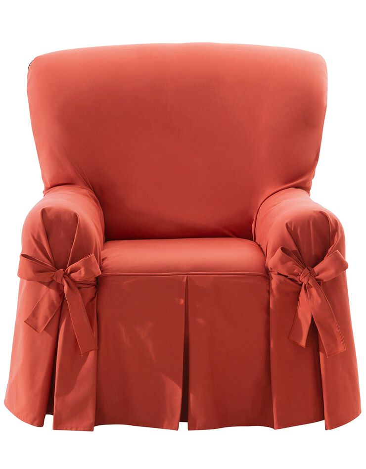 Housse bachette coton uni nouettes fauteuil canapés (terracotta)