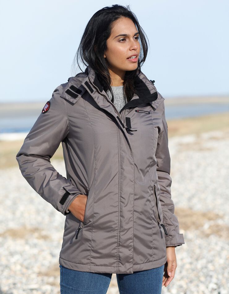 Parka imperméable doublée polaire unie (taupe) Parka imperméable doublée polaire unie (taupe)