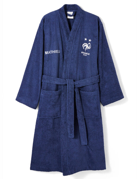 Peignoir de bain adulte FFF&reg; personnalisable (bleu)
