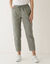 Pantalon mom 7/8ème uni, coton (kaki)
