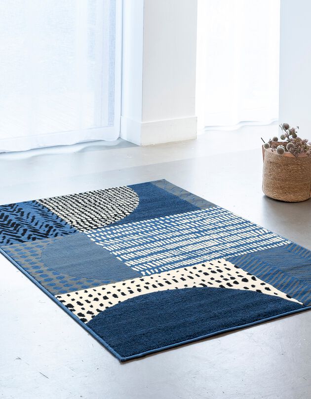 Tapis décoratif motif géométrique (jeans)