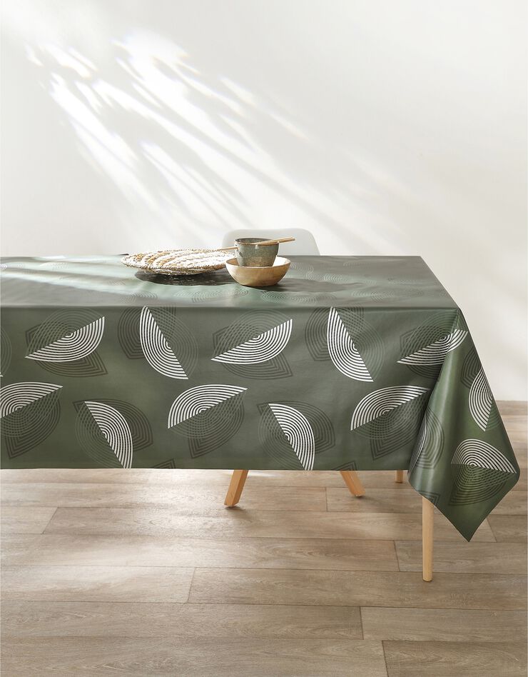 Nappe toile cirée motifs feuilles (vert)