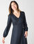 Robe longue fluide col V unie (noir)