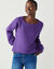 Pull col bateau &agrave; manches blousantes, maille anglaise (violet)