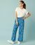 Pantalon fluide imprimé Spécial Petites taille élastiquée (bleu / marine)