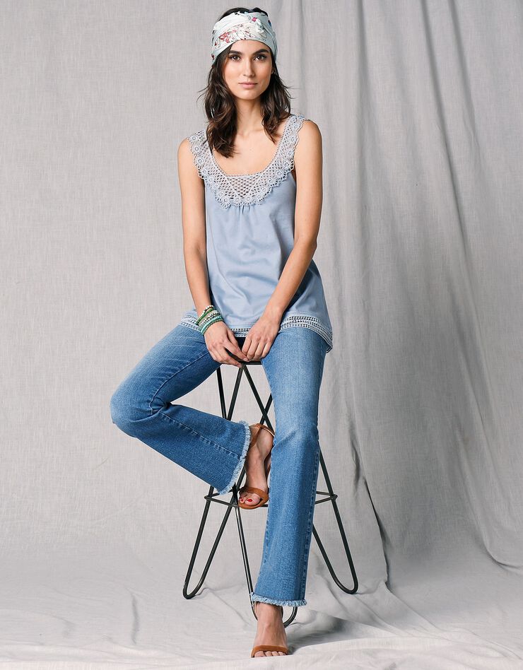 Débardeur bretelles et base macramé - bleu (bleu) Débardeur bretelles et base macramé - bleu (bleu)