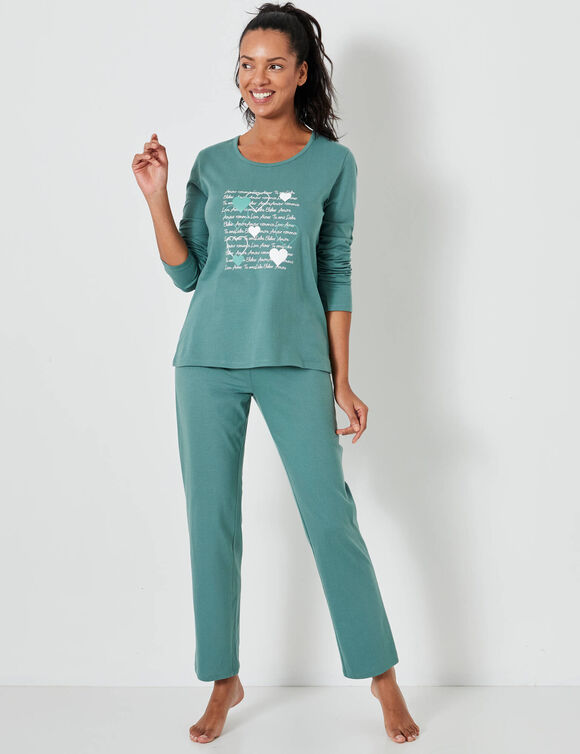 Pyjama imprimé cœurs (kaki)