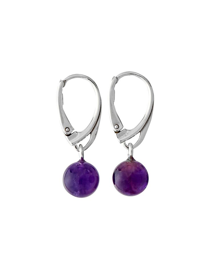 Boucles d'oreilles "dormeuses" argent améthyste (argent) Boucles d'oreilles "dormeuses" argent améthyste (argent)