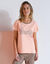T-shirt manches courtes coton uni imprimé placé "Bohème"  (pêche)