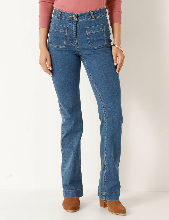 Jean bootcut, poches plaquées (stone)