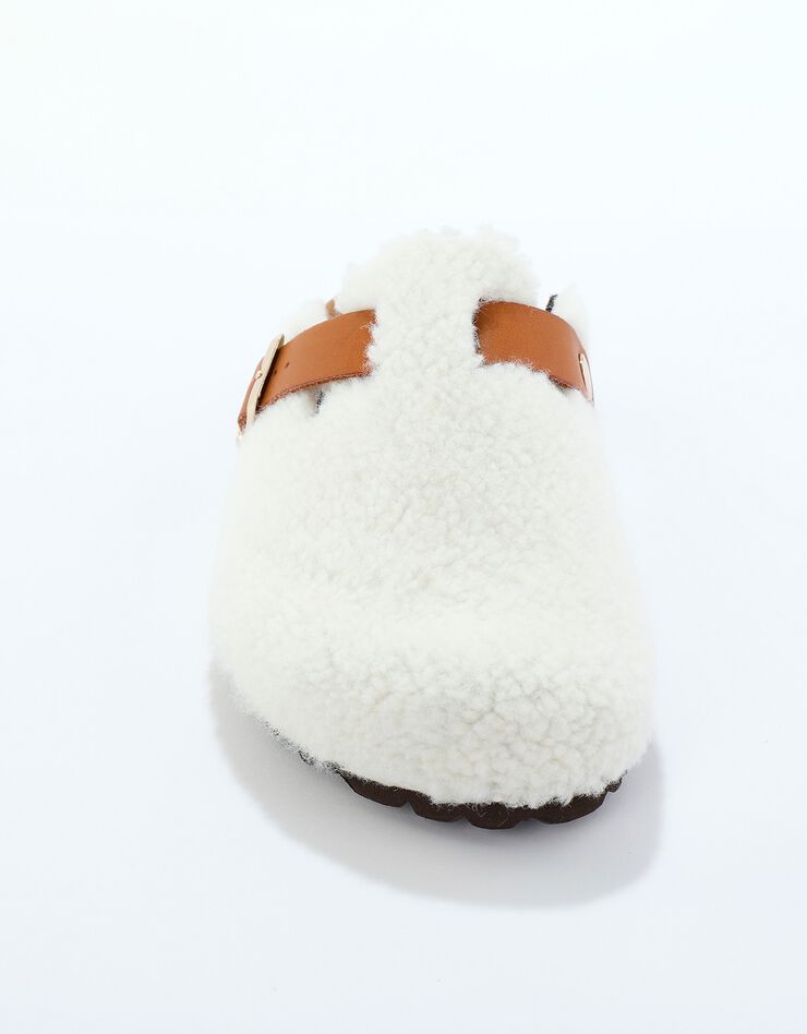 Chaussons sabot en sherpa à bride réglable (écru) Chaussons sabot en sherpa à bride réglable (écru)