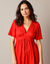 Robe longue volantée unie, manches courtes (grenadine)
