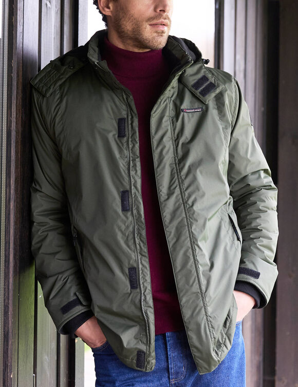 Parka imperm&eacute;able doubl&eacute;e polaire &agrave; capuche (kaki)