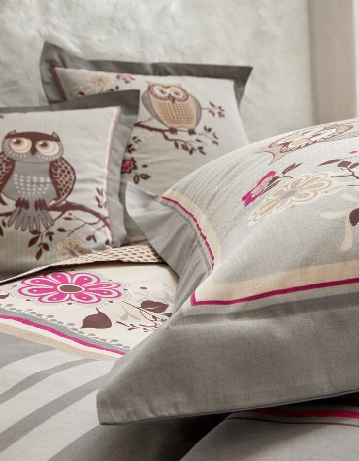 Linge de lit Chouette coton (gris)