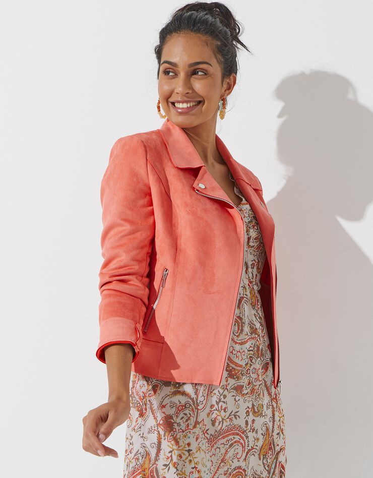 Blouson zippé suédine manches longues (paprika) Blouson zippé suédine manches longues (paprika)