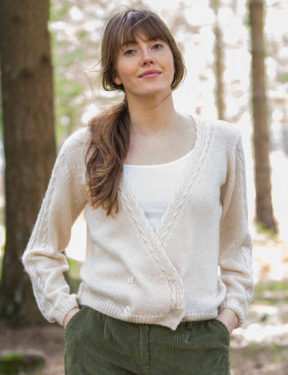Gilet forme cache-coeur toucher doux (sable)