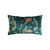 Coussin rectangulaire velours motif oiseaux et fleurs  (vert canard / miel)