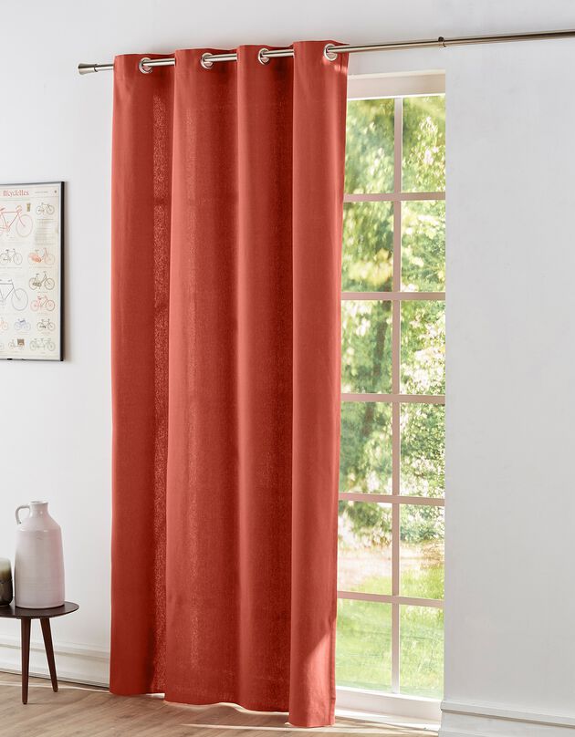 Rideau oeillets bachette tamisant uni (terracotta)