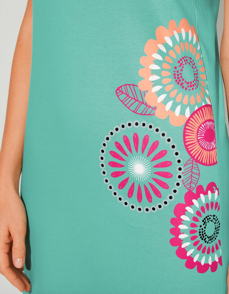 Nuisette coton fines bretelles motif « rosaces » (lagon) Nuisette coton fines bretelles motif « rosaces » (lagon)