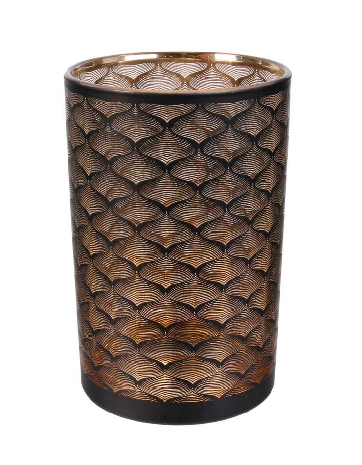 Vase en verre noir cuivré - hauteur 20 cm (noir/cuivré)