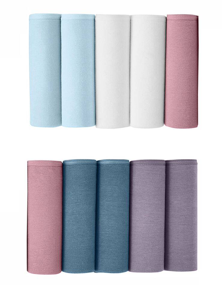 Culotte forme maxi en coton extensible uni – Lot de 10  (bleu / rose)