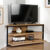 Meuble TV d'angle bois et rotin (bois)