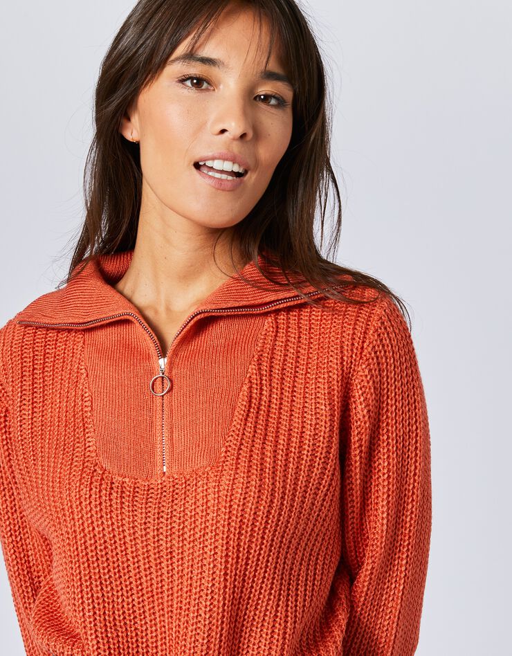 Robe-pull col zippé (corail) Robe-pull col zippé (corail)