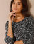 Robe droite manches 7/8ème imprimée (noir / gris)