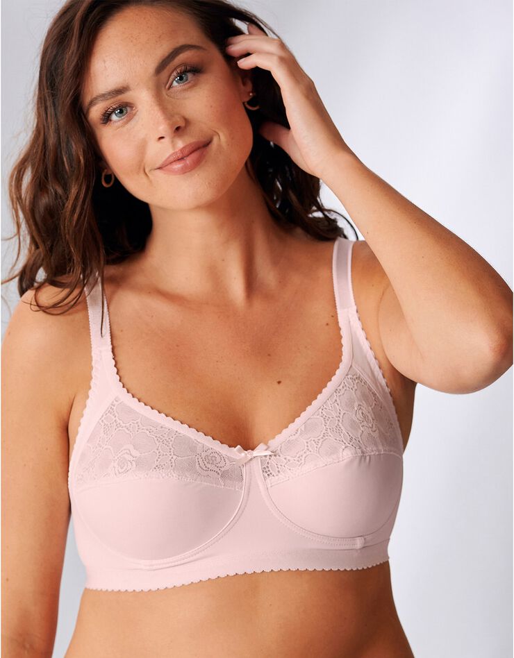 Soutien-gorge dentelle et microfibre sans armatures (poudre) Soutien-gorge dentelle et microfibre sans armatures (poudre)