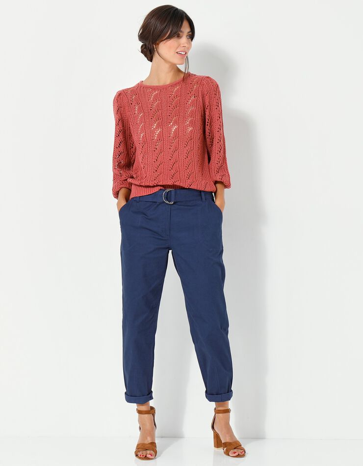 Pantalon droit ceinturé (marine) Pantalon droit ceinturé (marine)