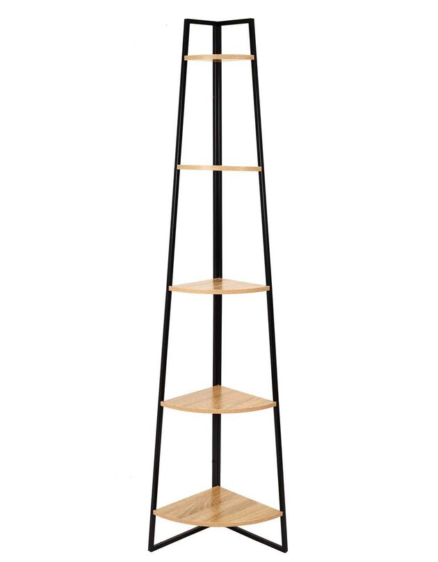 Etagère d’angle STOCKIES style industriel - 5 niveaux (naturel)