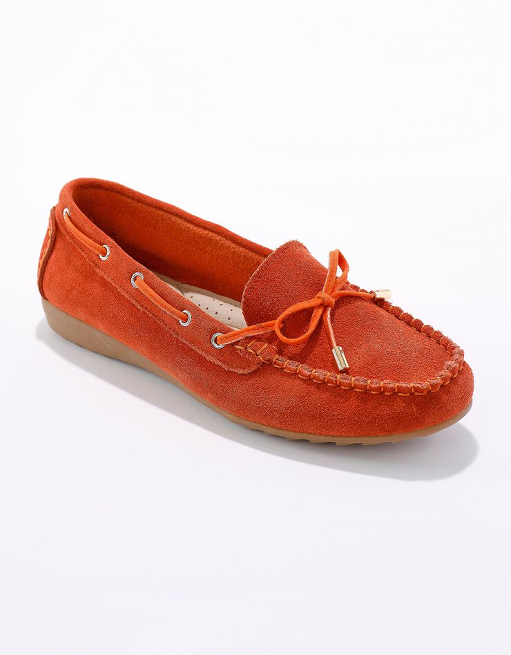 Mocassins ultra souples à liens noués - semelle amovible (orange) Mocassins ultra souples à liens noués - semelle amovible (orange)