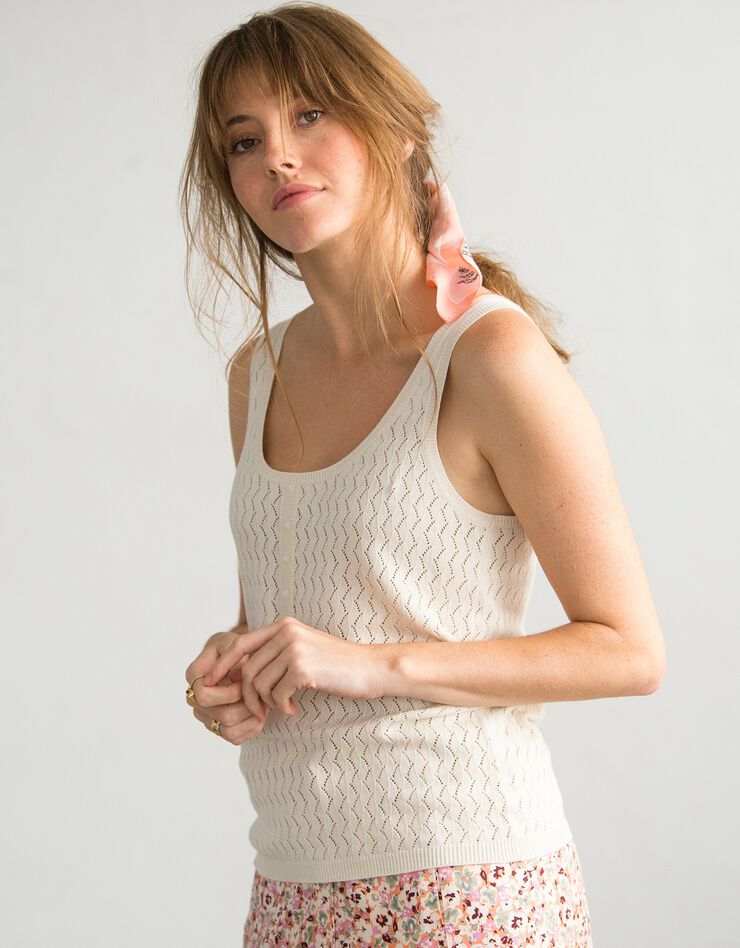 Top tricot maille pointelle ajourée (écru) Top tricot maille pointelle ajourée (écru)