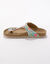Sandales entredoigts imprimées, boucle réglable (turquoise)