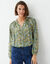 Blouse en voile imprim&eacute; tachiste (bleu gris&eacute;)
