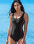 Maillot de bain 1 pièce spécial piscine (noir / rose)