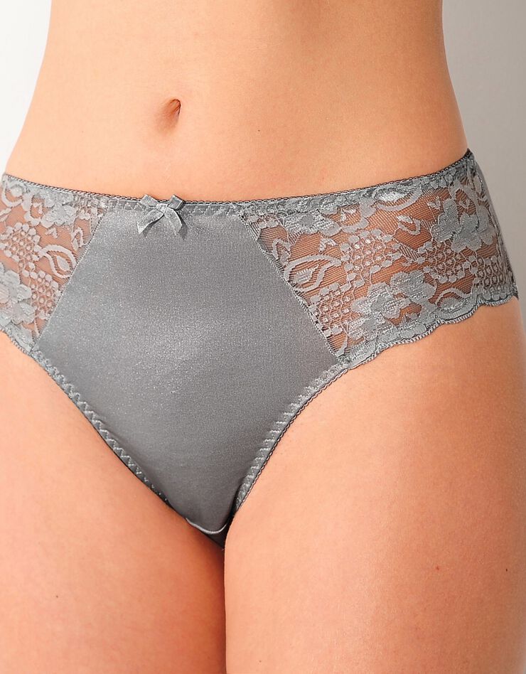 Culotte maille satinée et dentelle Avila - lot de 2 (rouge + gris) Culotte maille satinée et dentelle Avila - lot de 2 (rouge + gris)