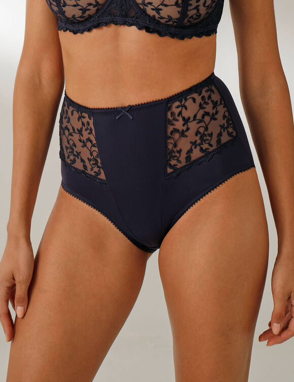 Culotte taille haute microfibre et tulle brodé stretch Batlow - lot de 2 (marine)