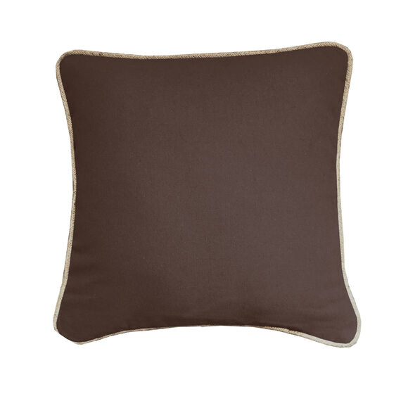 Coussin uni biais en jute  (chocolat)