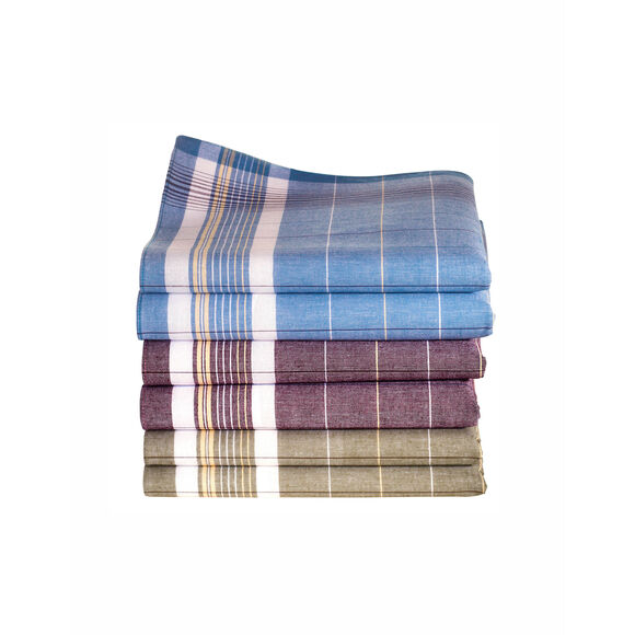 Mouchoir travail pur coton - lot de 6 ou lot de 12 (assortis)