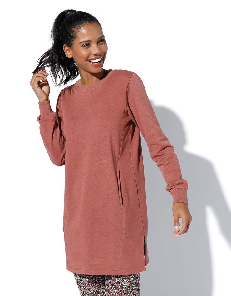 Sweat long, molleton gratté (bois de rose) Sweat long, molleton gratté (bois de rose)