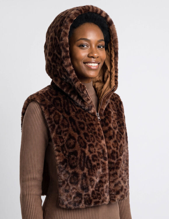 Plastron &agrave; capuche matelass&eacute; r&eacute;versible (marron)