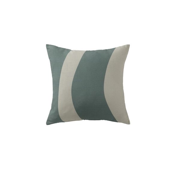 Housse de coussin imprimé "vagues" - lot de 2 (eucalyptus / écru)